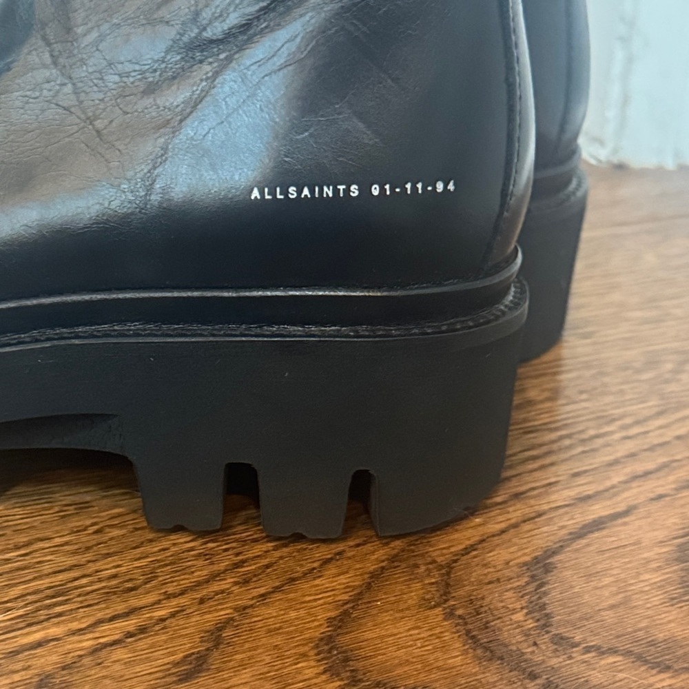 All Saints Wanda Lug Sole Black Leather Combat Boots 40/10 - Picture 9 of 16